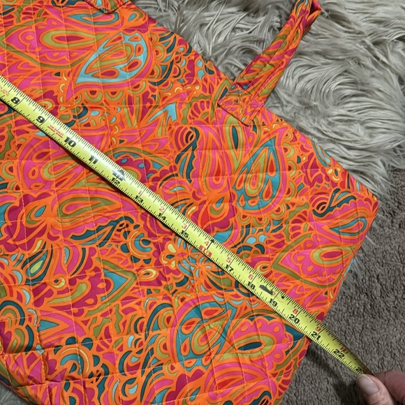 Like New Quilted Zip Top Tote-Vibrant Paisley Print-Shoulder Straps - Picture 12 of 16